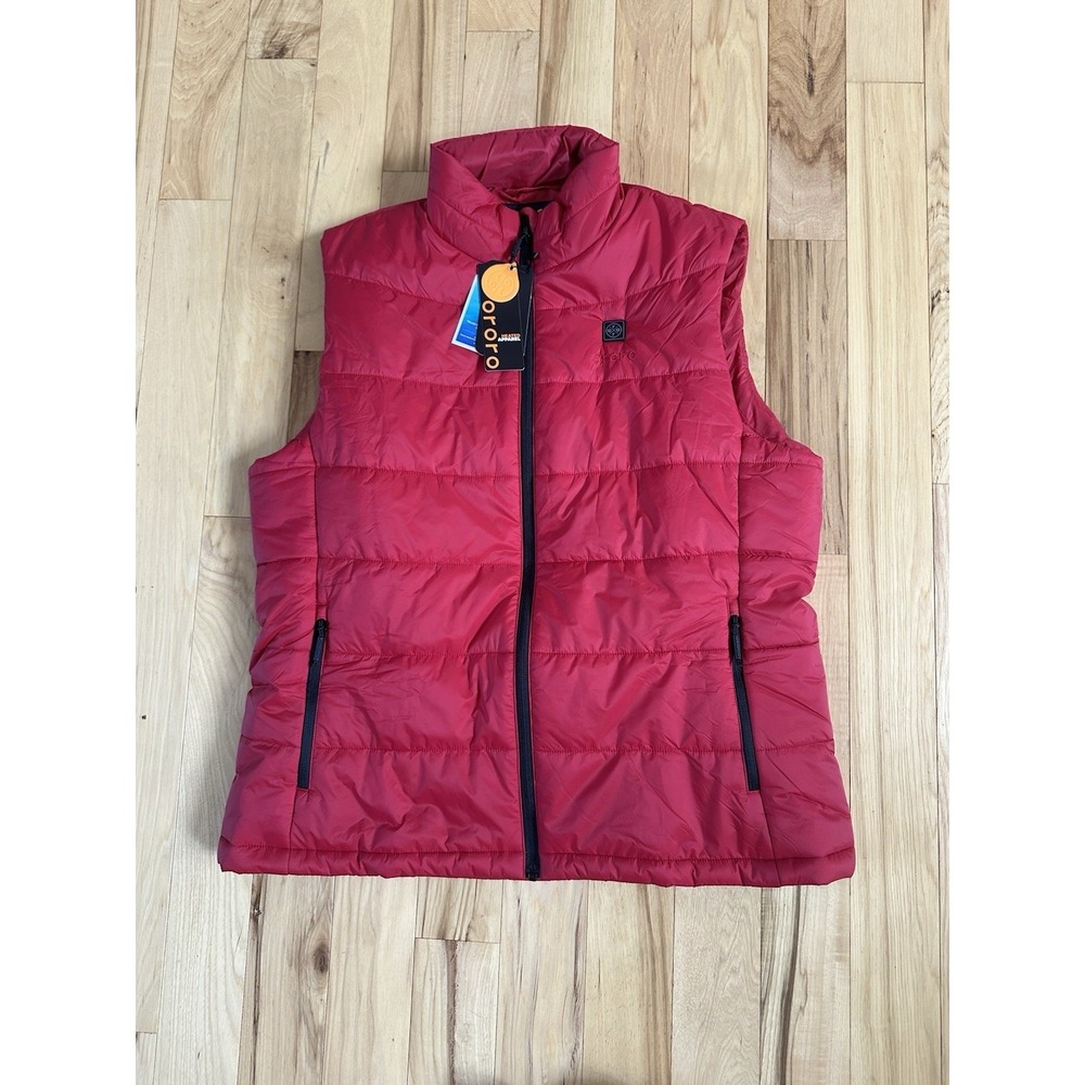 Ororo Women's Large Heated Puffer Vest Red Full Zip No Battery NEW NWT